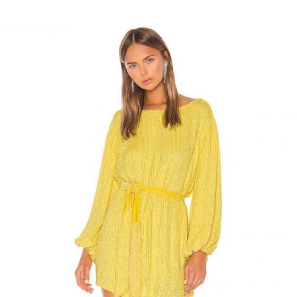 Retrofete Grace Sequin Mini Dress in Yellow Size Small